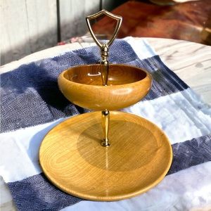 Myrtle wood two tiered serving tray